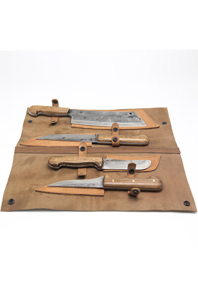 YAKITÜRK Kurban İçin Profesyonel Kasap Seti 4’lü – El Yapımı Ahşap Saplı + De...