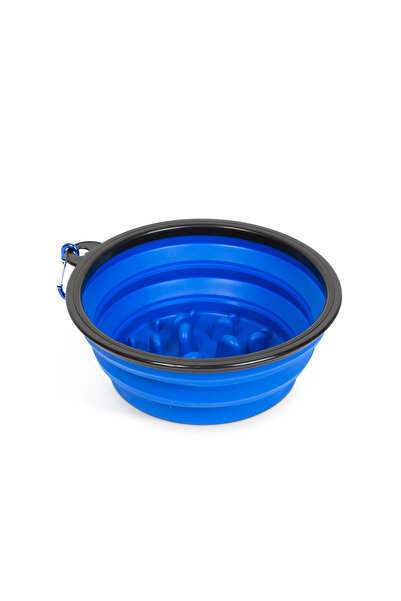 Yummie Bol pliabil - pentru hrănire lentă - albastru - 1000 ml