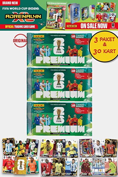 TOYFEST Dünya Kupası FIFA 2026 Panini Adrenalyn XL Premium Trading Kart 3 Pak...