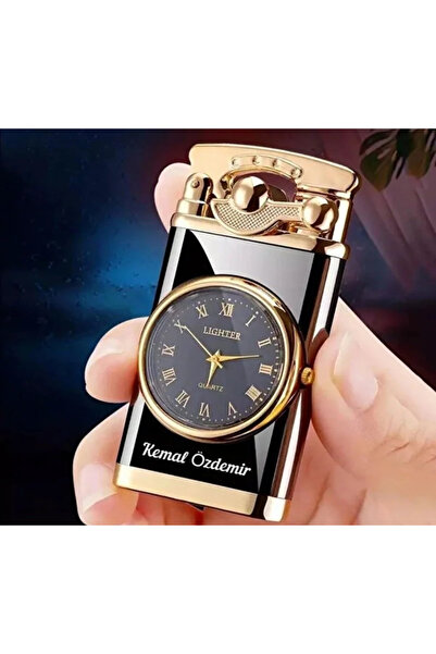 firelux lighter Kişiye Özel İsimli Saatli Jet Alev Rüzgar Geçirmez Çakmak