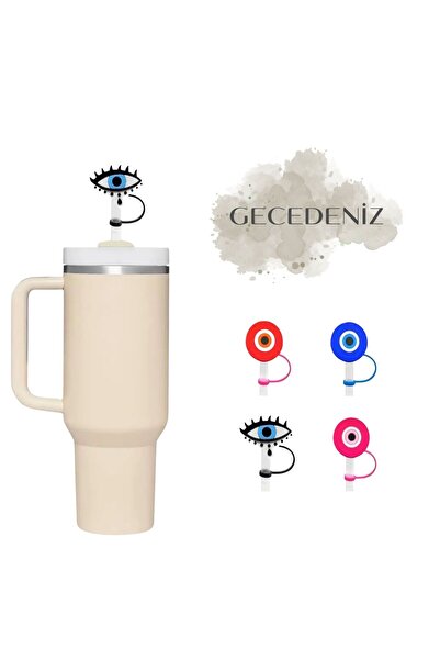 GECEDENİZ Thermos Compatible Straw Stopper Eye Drop Evil Eye