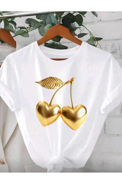 DİVİN CHERRIS MODEL νέας σεζόν εμπριμέ υφασμάτινο μπλουζάκι oversized