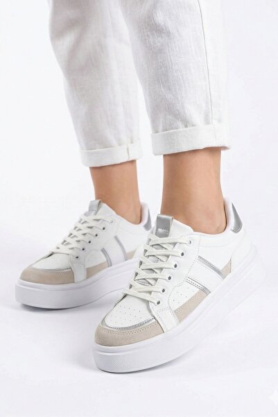 Nubbock Unisex White Silver Daily Comfortable Sports Shoes Nk4146