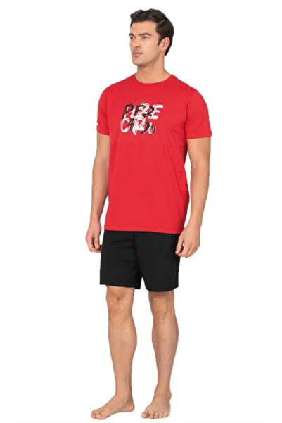 Pierre Cardin Men's Short Sleeve Crew Neck Combed Cotton Shorts Pajama Set