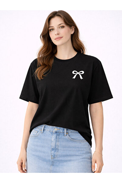 EXPECTED Γυναικείο μαύρο μοντέρνο μπλουζάκι oversized Kurdale με τύπωμα Βαμβά...