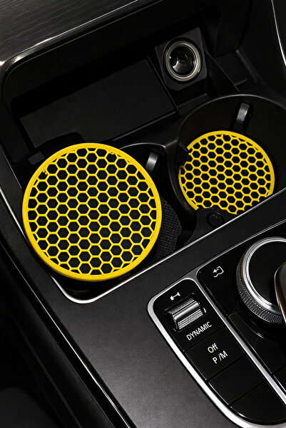 Çiçek Antalya حامل أكواب السيارة بتصميم خلية النحل منقوش مقاس 68 مم، قطعتين -...