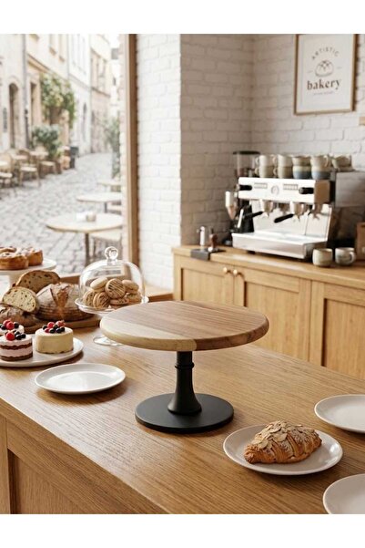 TrentonGCC 2Pcs Solid Wood Cake Stand Round Dessert Pedestal Tray Cupcake Dis...