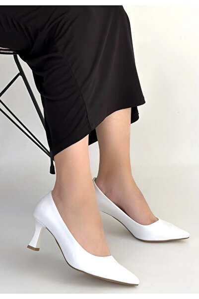 ALFA AKSESUAR 03 Mırta Beyaz Skin Heeled Shoes