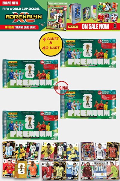 TOYFEST World Cup Fifa 2026 Panini Adrenalyn XL Premium Trading Card 4 Pack 4...
