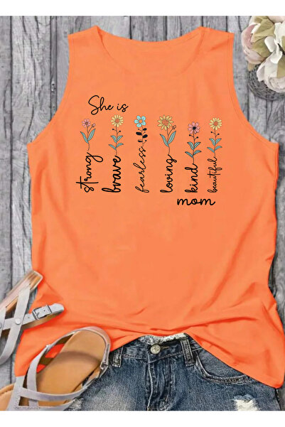 SUNFREE Special for Mothers Printed Summer Sleeveless Crew Neck Women's Tshirt