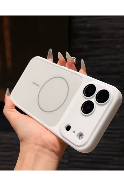 KILIF HOUSE Ag Glass Magsafe Supported Case with Silicone Frame and Lens Prot...