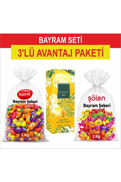 KENT Bayram Şekeri 1 Kg+ Şölen Bayram Şeker 1 Kg + Eyüp Sabri Tuncer Limon Ko...