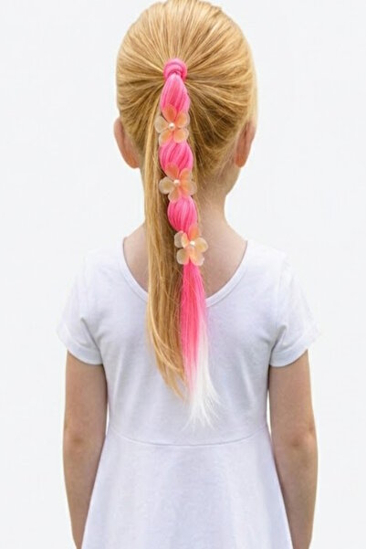 CAŞ DEKORASYON Elastic de păr cu flori de culoare roz