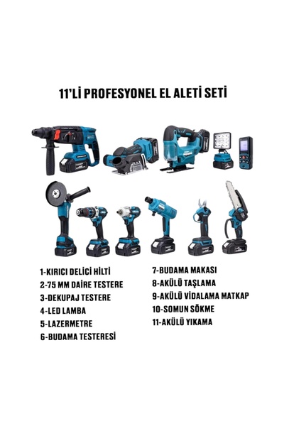 BUTOOLS kömürsüz 11 Li set matkap takımı 4x2 fırçasız