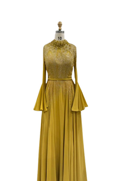 Marvelle Luxurious embroidered evening dress with a high neck