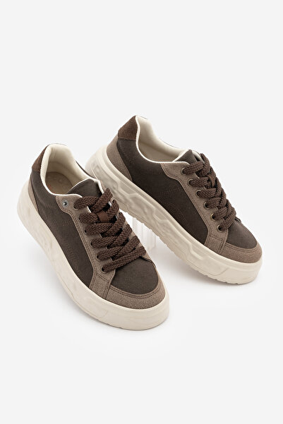 Marjin Women's Sneakers High Thick Sole Patterned Lace-Up Sports Shoes Noska ...