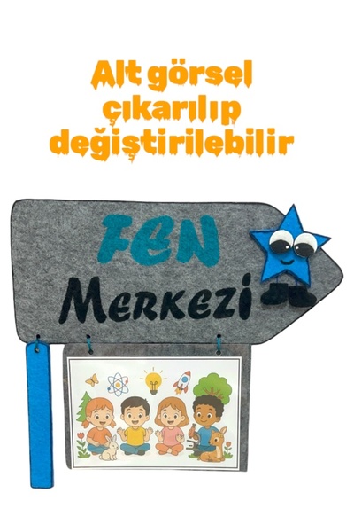 Okul Öncesi Öğrenme Merkezi Panosu“FEN MERKEZİ” ( Yıldız şekli )