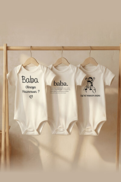 LilJoy Organic 100% Cotton Piece Set İyiki Varsın Baba B Printed Short Sleeve...