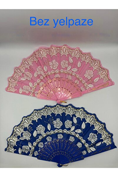 Uygun Zarif Çiçek Desenli Dantel Detaylı Kumaş Yelpaze- gelin yelpazesi - hed...