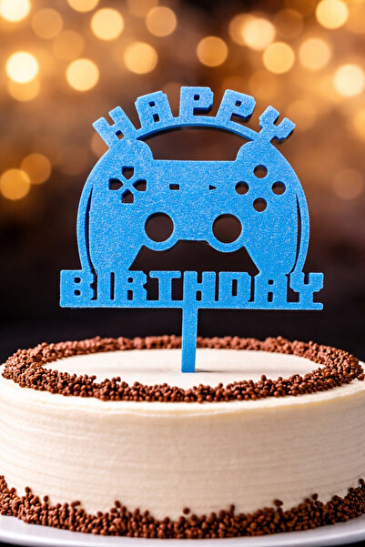 LİYA3D Oyun Konsolu Temalı Happy Birthday Pasta Süsü