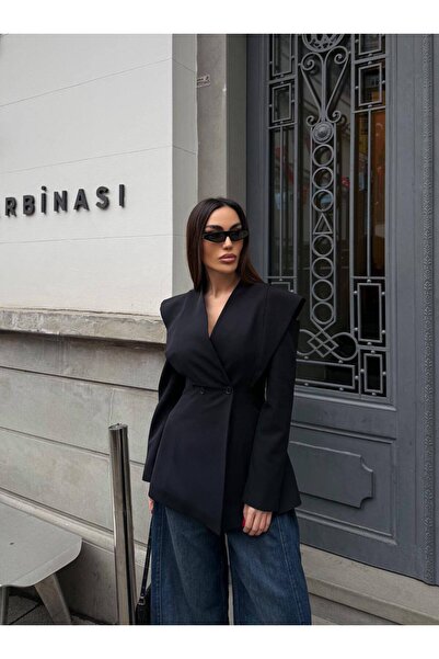 Julidress Premium Blazer Jacket with Cut Sleeves and Fitted Waist Design