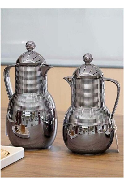 Louvre Set of 2 Tea & Coffee Thermos Set 1L & 0.6L | Zinc Colour Premium Insu...