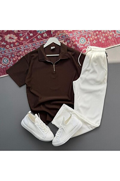 KONSEPT35 طقم علوي وسفلي من قماش عثماني للرجال مزود بسحّاب