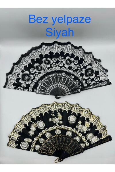 Uygun Zarif Çiçek Desenli Dantel Detaylı Kumaş Yelpaze- gelin yelpazesi - hed...