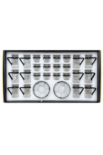 ALQANNAS 36 Piece Crystal Tea Glass & Coffee Cup Set Including 12 Saucers wit...