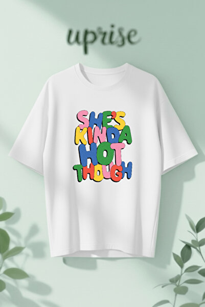 Vordevia She Is Kinda Hot Printed Cotton Lu Oversized T-Shirt
