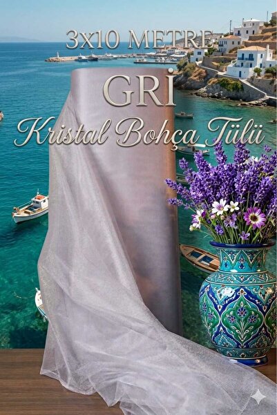 Velvet Multi-Purpose Crystal Tulle (Bohça Tulle) 3X10 Meters - Gray