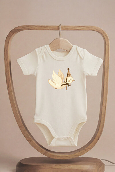 LilJoy بدلة أطفال عضوية 100% قطن قطع من Sevimli Flying Bird مطبوع بأكمام قصير...