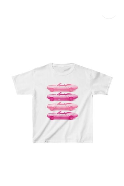 Violon تي شيرت أبيض ريترو كار مطبوع