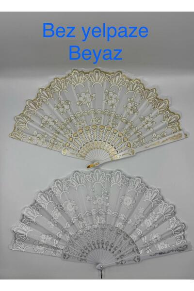 Uygun Zarif Çiçek Desenli Dantel Detaylı Kumaş Yelpaze- gelin yelpazesi - hed...