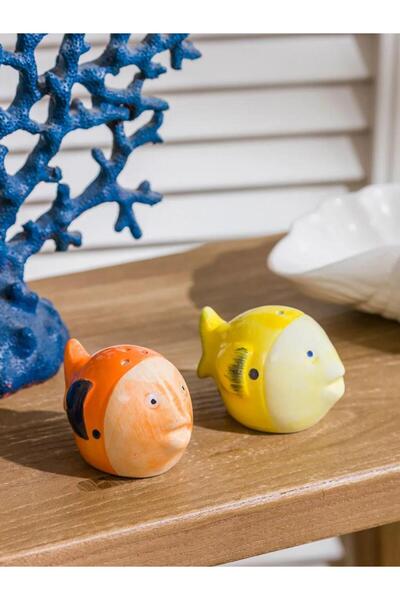 LC Waikiki وعاء ملح وفلفل من السيراميك على شكل سمكة (S6)