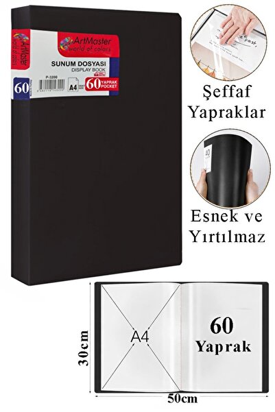 Artmaster Dosar negru pentru prezentare, 1 bucată cu 60 de pungi, catalog cu ...