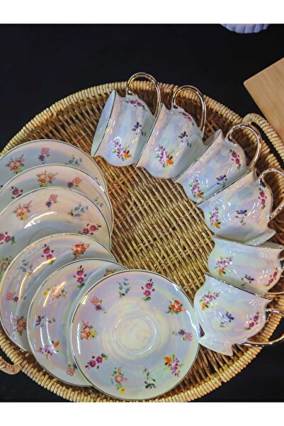 SİHİR Mien sedefli ayaklı Türk kahvesi fincanı takımı