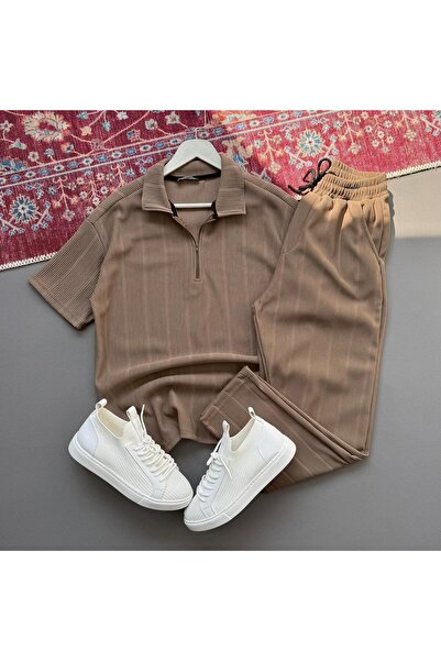 KONSEPT35 Men's Ottoman Zippered Summer Top and Bottom Set