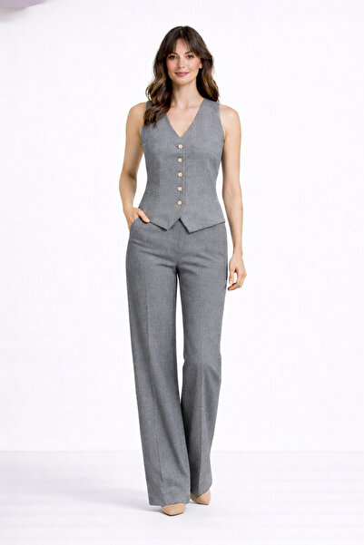 M&N طقم أنثراسايت طقم فيست بنطلون واسع الأرجل للسيدات - قصة ساق واسعة تركيبة ...