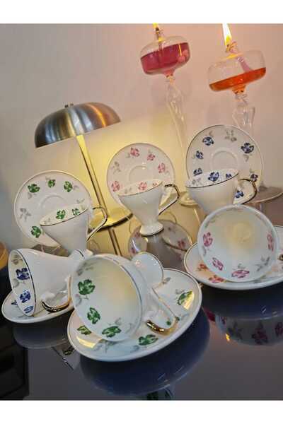 SİHİR Mien ayaklı 6 kişilik Türk kahvesi fincanı takımı