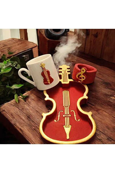 e&e süs dükkanı Special Designed Coffee Cup Model with Violin Figure
