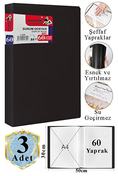Artlantis Crni prezentacioni dosje, 60-dijelni katalog dosjea sa 3 džepa, 60-...