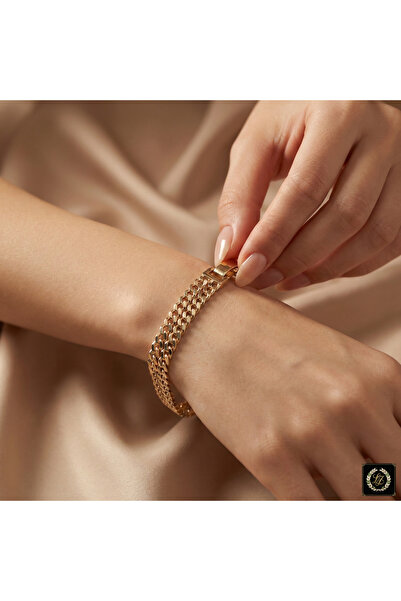 XUPING JEWELRY Vıp Seri 14K Gold Renk 316L Çelik Gurmet Zincir Bileklik 1cm 18cm