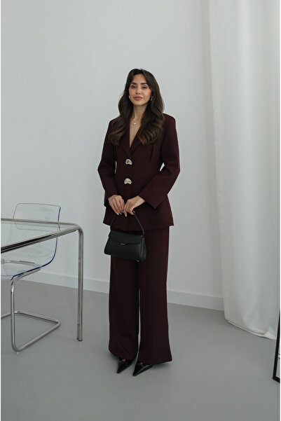 Havoş Set jachetă și pantaloni amorf, în nuanța prunei