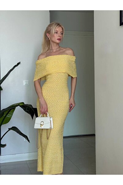 ALVOR فستان نسائي متوسط الطول بياقة قاربية وفتحة عند الكتف