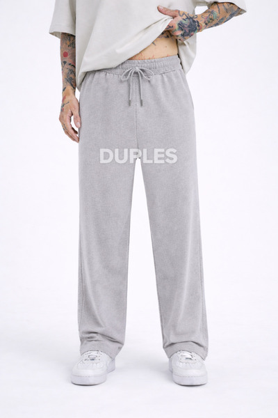 Duples Baggy Unisex 2-Thread Combed Cotton Gray Straight Leg m Transitional S...