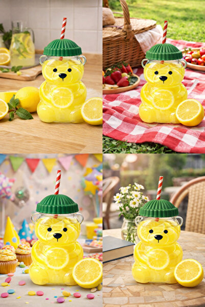 SHOPPİNG Pipetli cam bardak kapaklı