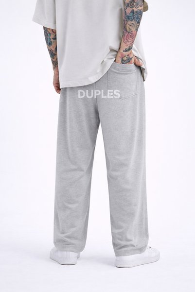 Duples Baggy Unisex 2-Thread Combed Cotton Gray Straight Leg m Transitional Sweatpants