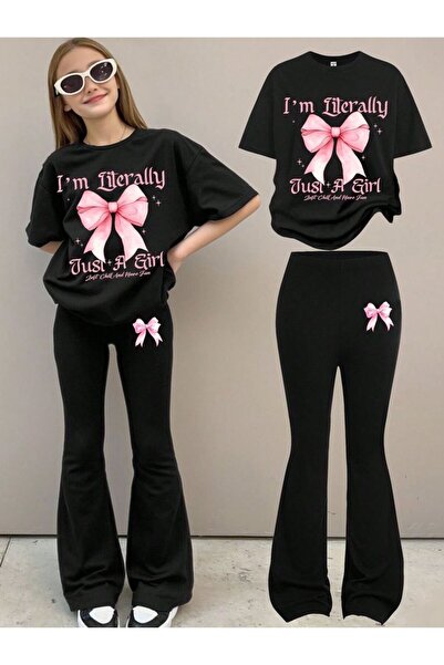 VESTIR BIEN cu imprimeu Haine de vară negre pentru copii evazat A set din dou...