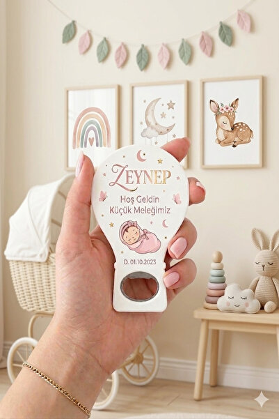 20 adet hoş geldin minik mucizemiz yazılı kişiye özel açacaklı magnet